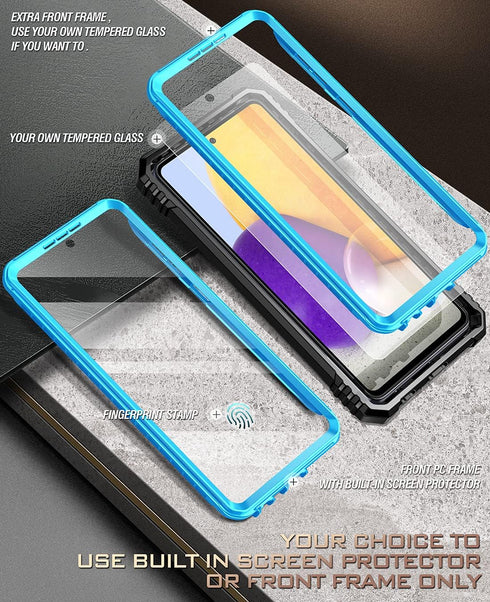 Poetic Revolution Case for Samsung Galaxy A72, Full Body Rugged Shockproof Protective Cover with Built-in Screen
