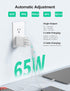 TECKNET 65W USB C Charger PD 3.0 GaN, Foldable Adapter with 3-Port Fast Wall Charger for iPhone 15 Pro Max/15