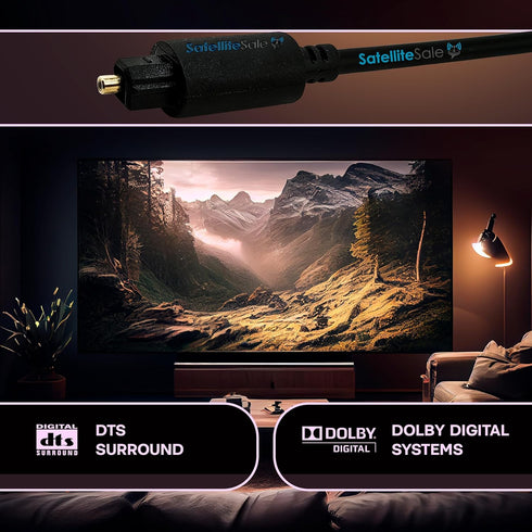 SatelliteSale Digital Toslink SPDIF Audio Optical Fiber Cable - Universal Wire PVC Black Cord, 15 feet