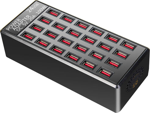 100w 24(20A) Port USB Fast Charging Station, Travel Desktop Rapid Charger for Smartphones, Tablets