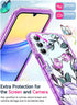 LeYi Dual Layer Cute Flower Pattern Case for Samsung Galaxy A15-5G with Glass Screen Protector, Rugged Shockproof -