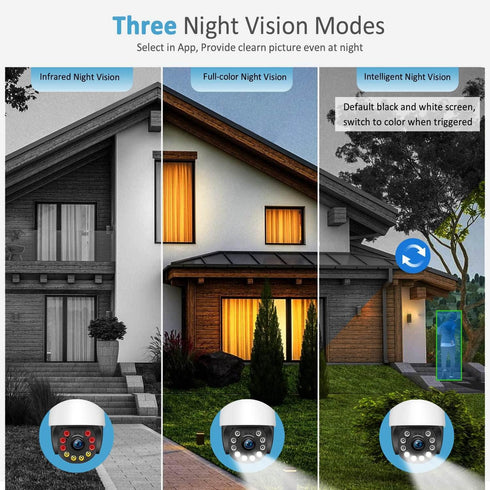 Security Camera Outdoor Wired with Night Vision Color, 360 WiFi Cameras for Home Security and Motion Detection