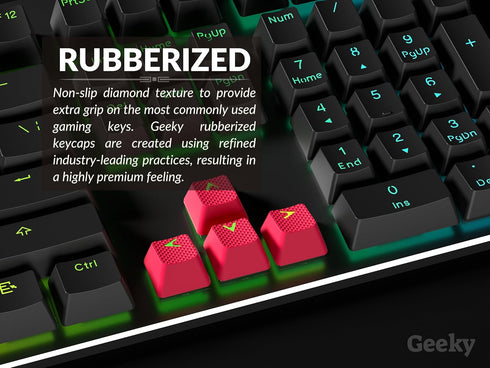 Rubberized Keycap Set, Double Shot Translucent, ABS + TPR, OEM Profile for Mechanical Gaming Keyboard, Red, 23 Keys