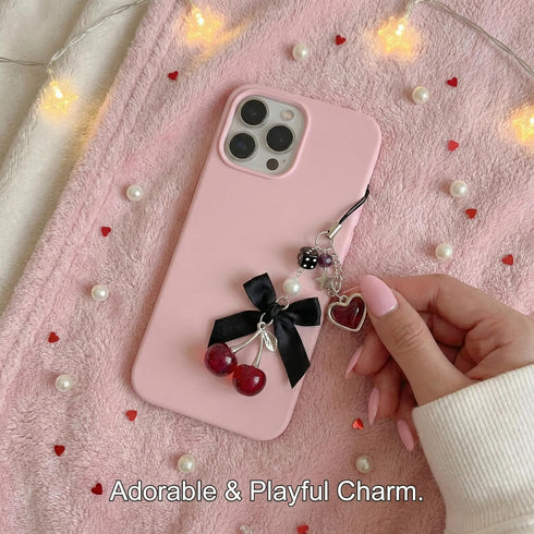 Nalefow Phone Charms Strap Cute Cherry CellPhone Straps Aesthetic Pink Red Black BlueCherry Phone Chain for Camera