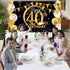 Blulu 40th Birthday Party Decoration, Extra Large Black Gold Fabric Sign Poster for Photo Booth Background