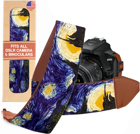 Van Gogh Starry Night Camera Strap, Universal DSLR Neck & Shoulder Camera Belt for Digital DSLR - Artistic & Cool Design