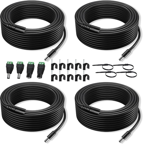 Dianrui 4 PCS 33FT(10M) Dc Power Extension Cable, 5.5mm x 2.1mm 12V Dc