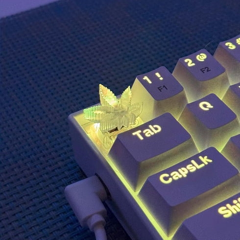 TRENDY WHIMSY Custom Mechanical Keyboard Keycaps Green Leaf Design , PBT Dye-Sub, Cherry MX Compatible, Unique Limited