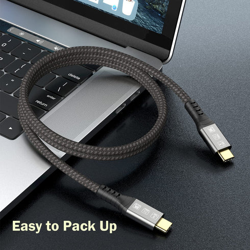 USB C Thunderbolt 4 Cable 3.3ft, USB4 Braided Cable 40Gbps, 8K 60Hz PD 100W for iPhone 15/15 Pro Max, MacBook