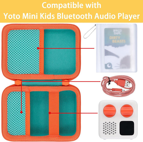 co2CREA Hard Case Compatible with Yoto Mini 2024 Edition Kids Audio Music Player Children Speaker Plays Audiobook Cards Radio and Card Case Hold up to Yoto 36 Cards, Teal Case