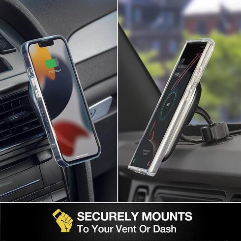 Scosche MPQ5DV-XTSP MagicMount Pro Charge5 15W Wireless Charging Car Mount, Magnetic Phone Holder for Dashboard/Vent