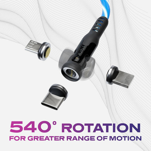 STATIK GloBright 360 Pro Magnetic Charging Cable 2nd Gen, Light Up USB C Charging Cable, 6FT/2M