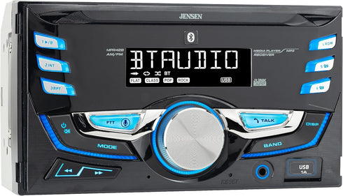 JENSEN MPR420 Double DIN Car Stereo Receiver - Bluetooth Hands Free Calling & Music Streaming, Not a CD Player