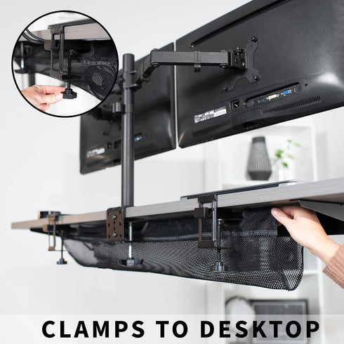 VIVO Clamp-on Under Desk Cable Net, 91 cm Workstation Wire Organizer for Home and Office, Black, DESK-AC36MH