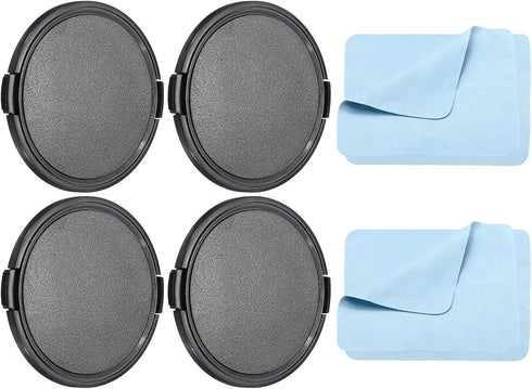 PATIKIL 4 Pack Lens Cap, Sides Pinch Front Cover with Microfiber Cloth for 82mm Universal DSLR Lenses