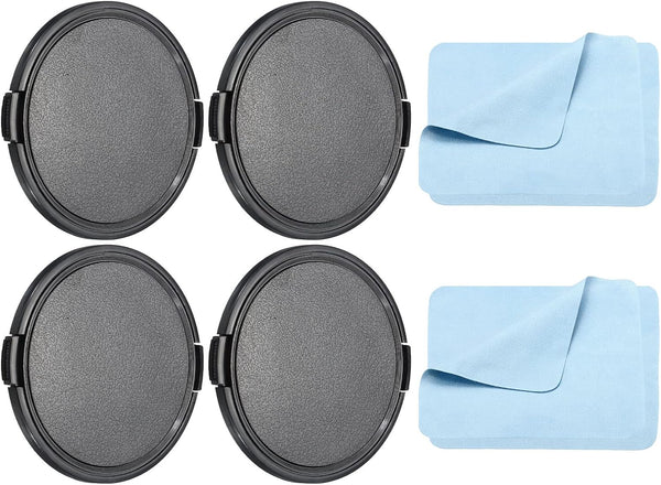 PATIKIL 4 Pack Lens Cap, Sides Pinch Front Cover with Microfiber Cloth for 82mm Universal DSLR Lenses