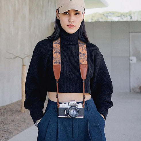 Padwa Lifestyle Cork Camera Strap - 2" Top Layer Cowhide Head, Soft Chamois Velvet Padded Strap, Quick Release for All