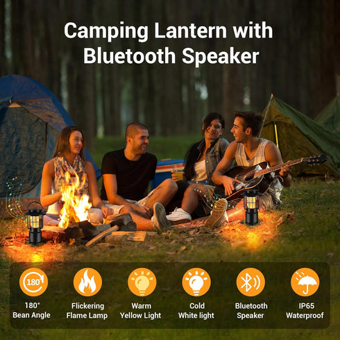 Outdoor Bluetooth Speaker, IP65 Waterproof Wireless Speaker with 3 Light Modes, Portable Gift for Camping and Parties