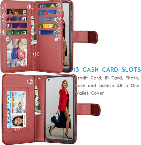 Tekcoo Galaxy A21 Case, Luxury PU Leather Wallet Case with Cash Credit Card Slots, Detachable Magnetic Flip Cover