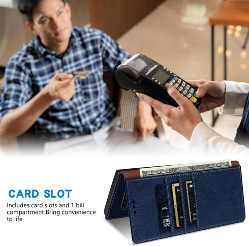 ZZXX Samsung Galaxy S10 Wallet Case with RFID Blocking, Card Slot Stand, Strong Magnetic Leather Flip Fold Protective