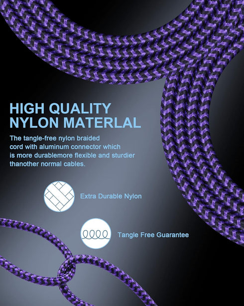 Multi Charger Cable with Lightning & USB C Port, 2 in 1 Nylon Braided Fast Charging Cord for Apple/Android