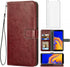 Asuwish Wallet Case for Samsung Galaxy J4 Plus, Tempered Glass Screen Protector, Leather Flip Card Holder