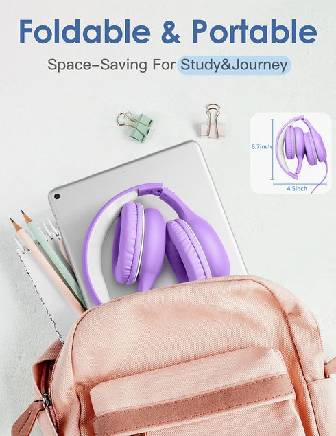 Kids Headphones for School, Over Ear Headphones with Microphone, 85dB/94dB Safe Volume Limit, HD Sound