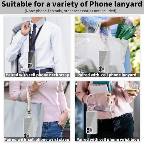 2pcs Transparent Phone Tether Tabs for Clear Phone Cases, Cell Phone Tether Replacement for iPhone Smartphone Case