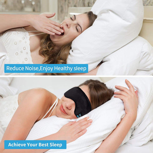 Voerou Sleep Headphones, 5.2 Bluetooth Sleep Mask with Music and Ultra Thin Speakers for Sleeping, Air Travel,