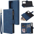 UEEBAI Blue Wallet Case for Samsung Galaxy Note 20 5G, Vintage PU Leather Magnetic Closure with Zipper Pocket and Card