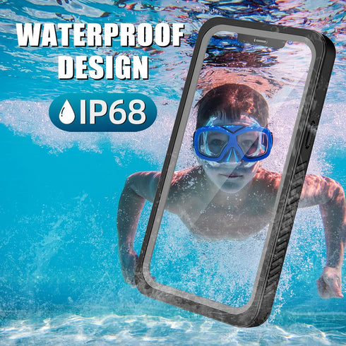 WIFORT Magnetic Waterproof Case for iPhone 12 Pro, Certified Water Proof & Military Protection with Built-in Screen