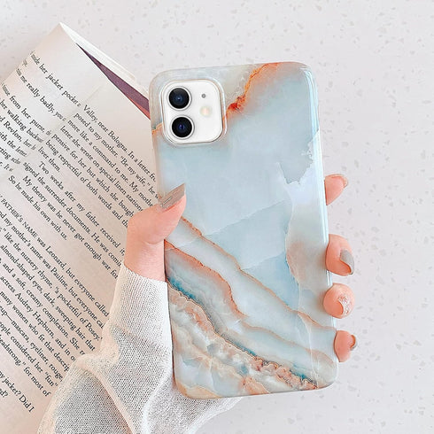 J.west iPhone 12/12 Pro Case 6.1-inch, Luxury Grey Marble Design, Ultra Slim Thin Flexible Soft Rubber TPU Cover for