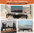 HEWORLIF Dual Monitor Stand Riser, Wood and Steel Monitor Stand for Desk, Multi-Purpose Desk Shelf Organizer