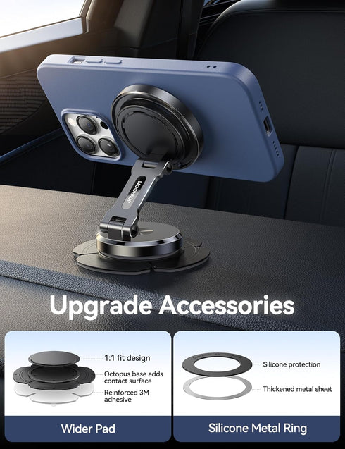 JOYROOM 15W 17/16/15/14/13/12 for MagSafe Car Mount Charger with Rotatable Charging Panel, Fast Charging Metal Magnetic