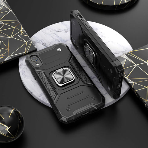 iPhone XR Case with Screen Protector,iPhone XR Case, Shock Absorption Heavy Duty Drop Test Cover with Car Mount Kickstand Lightweight Protective Phone Case for iPhone XR, Black