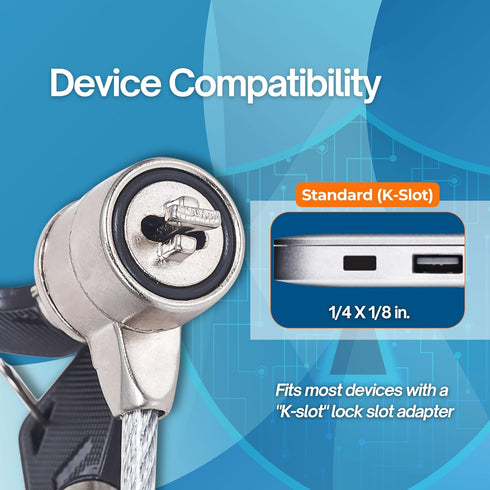 Manhattan Laptop Lock with 4.6 ft Security Cable, K-Slots, Radial Lock Design, 2 Keys Included - 440271