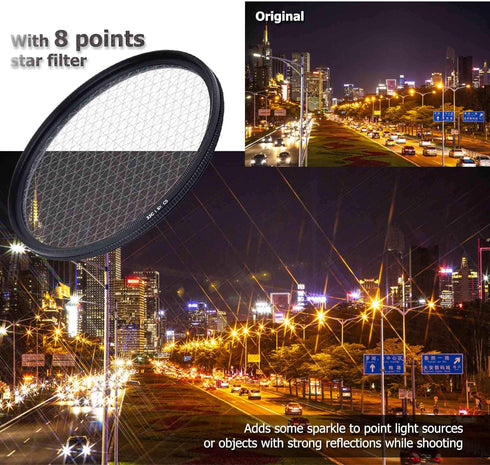 JJC 77mm Variable Star Filter, Cross Screen Starburst Filter Kit for Canon and Nikon Lenses with 77mm Filter Thread