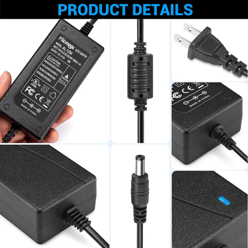Facmogu 60W 12V 5A AC/DC Power Adapter, 100-240V AC to DC 12V 5A Power Supply, 60 Watts Switching Power Adaptor