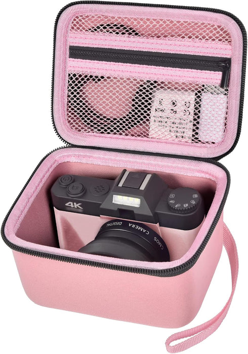 Vlogging Camera Case for Duluvulu/TEBNGIHNM/zheozeig/Oiadek 4K Digital Cameras, Storage for Lens and Accessories (Pink)