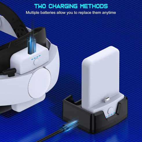 NinxGloy 7500mAh Rechargeable Battery Pack for Oculus Quest 2, Lightweight Power with LED Indicator, Charging Dock