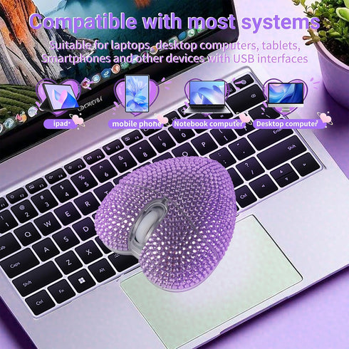 elec Space 10m Wireless Bluetooth Mouse, Silent and Stylish Heart-Shaped Mouse for Laptop, PC - Range (Purple)
