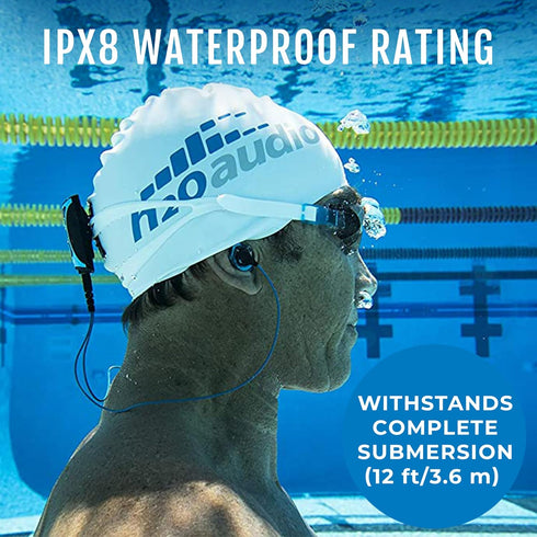 H2O Audio Surge S+ Waterproof Sport Short Cord Headphones for Swimming and Underwater Activities | Sweatproof,