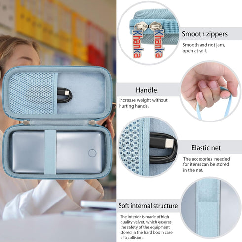 Khanka Hard Travel Case for Anker 325/535 Power Bank, PowerCore 20K Portable Charger 20000mAh (Blue)