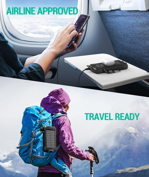 BLAVOR 10,000mAh, 20W Pack Solar Power Bank Portable Wireless Charger, Fast Charging External Battery with USB C