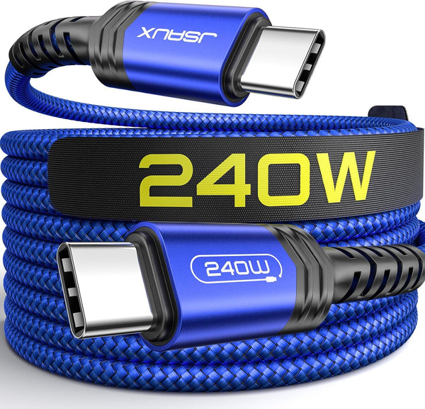 JSAUX 10FT USB-C Charge Cable 240W, Fast Charger for MacBook Pro, iPad Pro, iPhone 15, Samsung Galaxy S23/S22/S21,