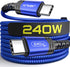 JSAUX 10FT USB-C Charge Cable 240W, Fast Charger for MacBook Pro, iPad Pro, iPhone 15, Samsung Galaxy S23/S22/S21,