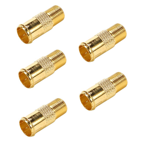 RG6 Compression F Type Connector, Quick Push on Coax Cable Adapter, Gold Plated, Pack of 5