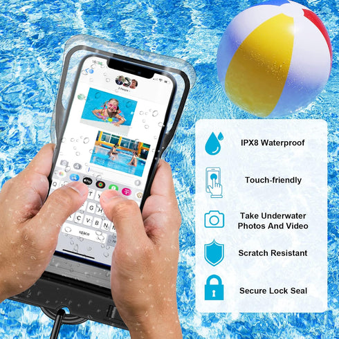 7.0" Universal Waterproof Phone Pouch, Floating Cellphone Dry Bag Case with Lanyard, IPX8 Waterproof for iPhone