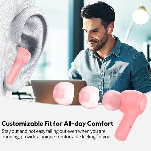 MOZOTER Bluetooth 5.3 Wireless Earbuds, Noise Cancelling with 4 Microphones, In-Ear Headphones with Charging Case,