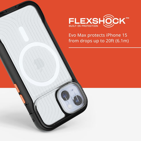 tech21 17e, 15 Evo Max case for iPhone iPhone - Compatible with MagSafe - Impact Protection Case - Lanyards Included